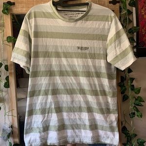 Denim and flower green and white stripe tee